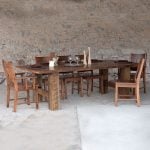 Beam Base Threshing Floor Table with Windowback Chairs