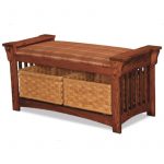 Mission Slat Bench with Baskets