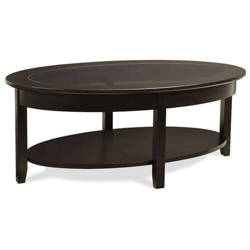 Demilune oval coffee table with glass
