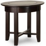 Demilune Round End Table with glass top