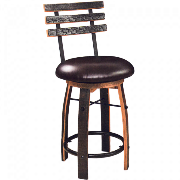 Swivel stave back barrel stool