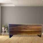 Modern walnut credenza straight