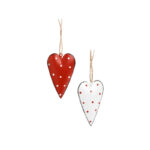 Heart Ornaments red and white dots