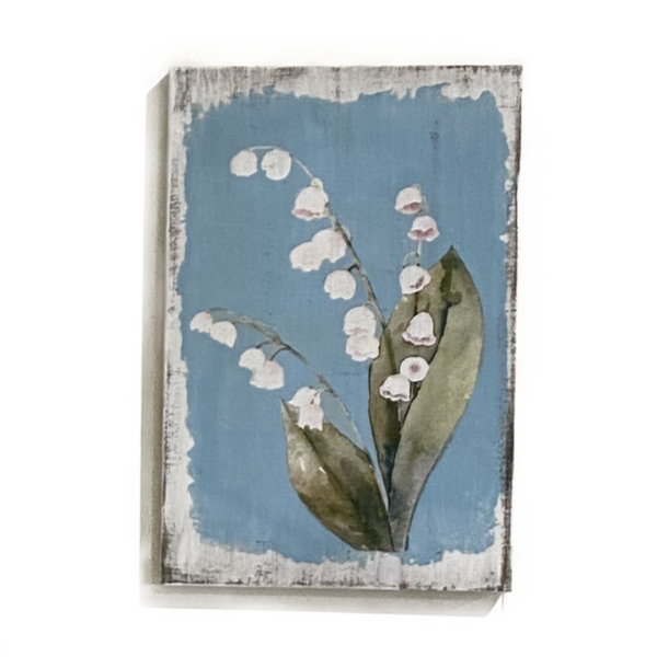 White Bell Flower wooden wall plaque