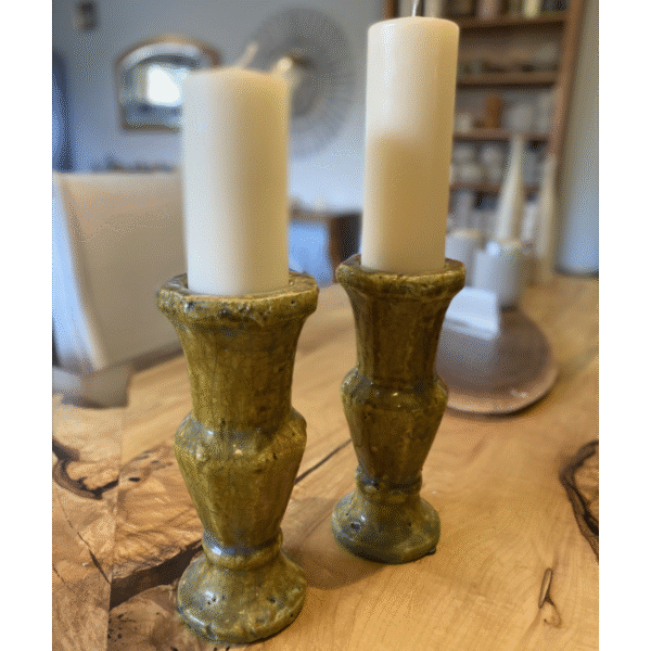 Green large candle holders